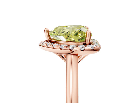 Rose gold Fancy Yellow Heart Cut Halo Round Diamond Solitaire Engagement Ring with Pave Band and Four-Prong Setting_17