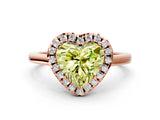 Rose gold Fancy Yellow Heart Cut Halo Round Diamond Solitaire Ring with Pavé Band and Four-Prong Setting_12