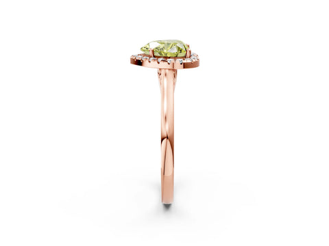 Rose gold Fancy Yellow Heart Cut Halo Round Diamond Solitaire Ring with Pavé Band and Four-Prong Setting_14