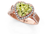 Rose gold Fancy Yellow Heart Cut Halo Round Diamond Twist Band with Four-Prong Setting_1