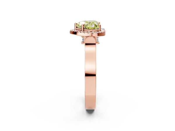 Rose gold Fancy Yellow Heart Cut Halo Round Diamond Twist Band with Four-Prong Setting