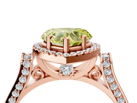 Rose gold Fancy Yellow Heart Cut Halo Round Diamond Twist Band with Four-Prong Setting_4