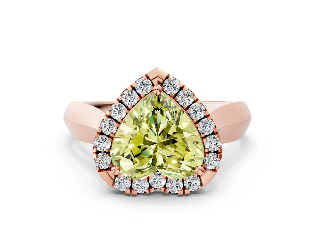 Rose gold Fancy Yellow Heart  Cut Halo Solitaire Engagement Ring with Square Band and Four-Prong Setting_115