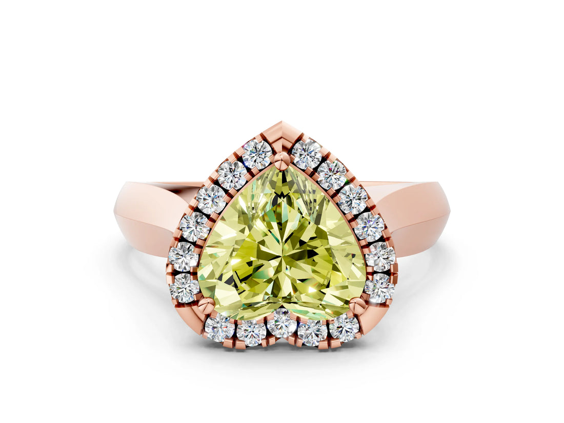 Rose gold Fancy Yellow Heart  Cut Halo Solitaire Engagement Ring with Square Band and Four-Prong Setting_67