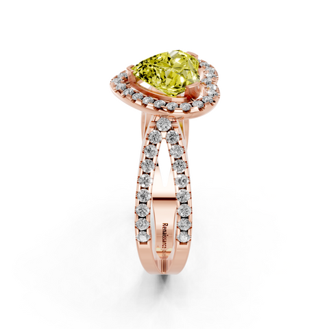 Rose gold Fancy Yellow Heart  Cut Halo Split Shank Pave Set Ring_26