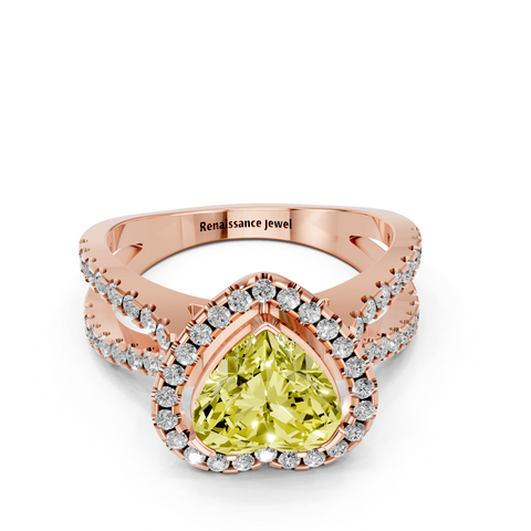 Rose gold Fancy Yellow Heart  Cut Halo Split Shank Pave Set Ring_33