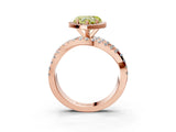 Rose gold Fancy Yellow Heart  Cut Halo Split Shank Prong Setting Ring_15