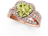 Rose gold Fancy Yellow Heart  Cut Halo Split Shank Prong Setting Ring_63