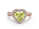Rose gold Fancy Yellow Heart Cut Halo Twist Band with Four-Prong Setting_12