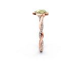 Rose gold Fancy Yellow Heart Cut Halo Twist Band with Four-Prong Setting_14