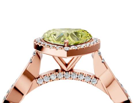 Rose gold Fancy Yellow Heart Cut Halo Twist Band with Four-Prong Setting_16