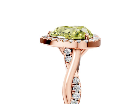 Rose gold Fancy Yellow Heart Cut Halo Twist Band with Four-Prong Setting_5