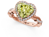 Rose gold Fancy Yellow Heart  Cut Halo Twisted Band Four-Prong Ring_21