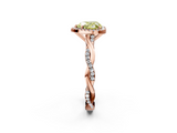 Rose gold Fancy Yellow Heart  Cut Halo Twisted Band Four-Prong Ring_22