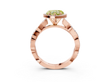 Rose gold Fancy Yellow Heart  Cut Halo Twisted Band Four-Prong Ring_23