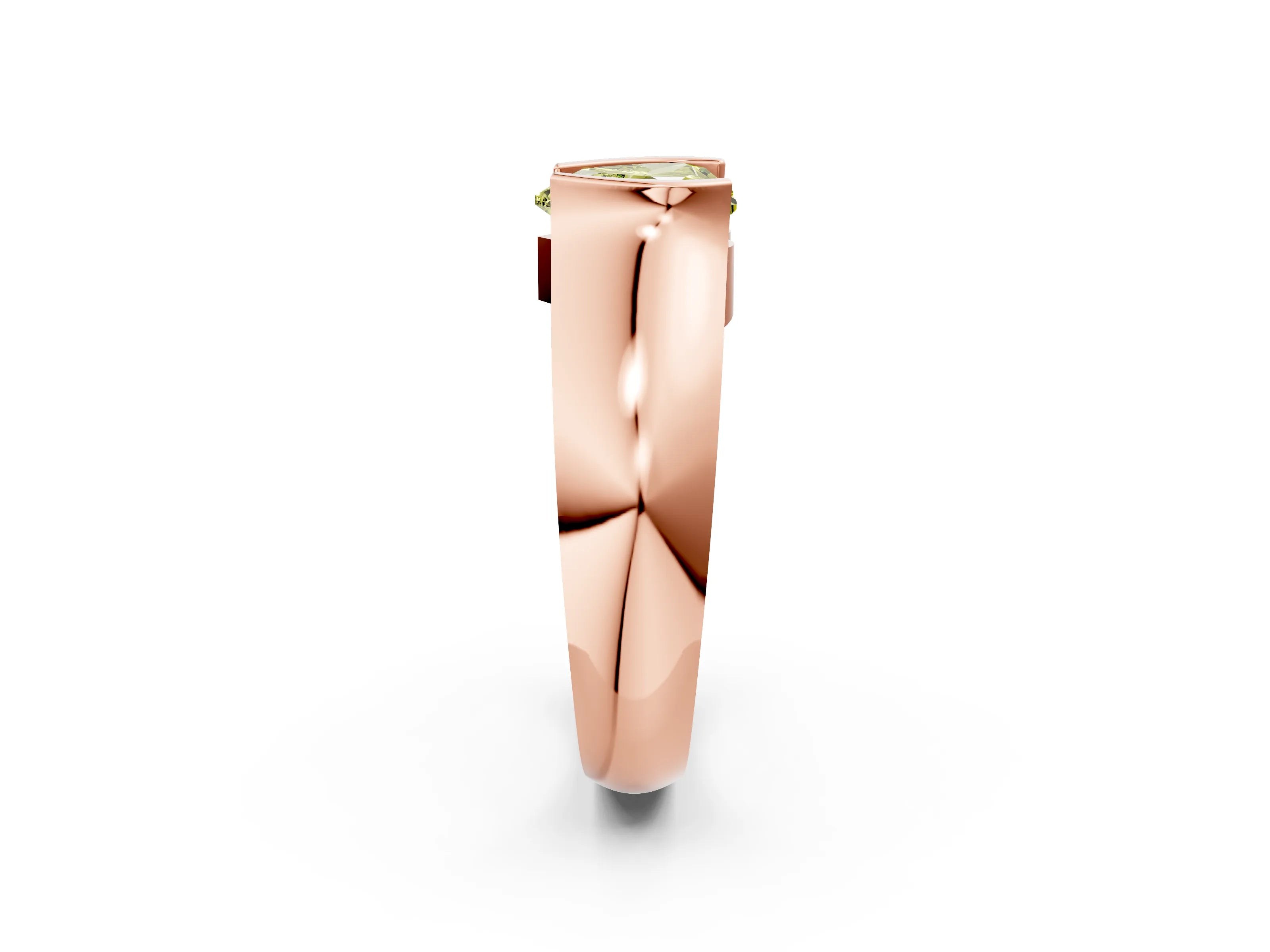 Rose gold Fancy Yellow Heart Cut Solitaire Bezel Set Diamond Ring with Wide Band_2