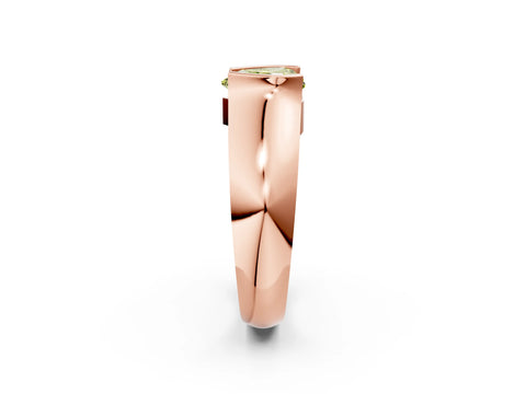 Rose gold Fancy Yellow Heart Cut Solitaire Bezel Set Diamond Ring with Wide Band_2