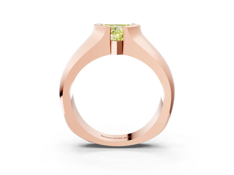 Rose gold Fancy Yellow Heart Cut Solitaire Bezel Set Diamond Ring with Wide Band_3