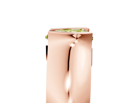 Rose gold Fancy Yellow Heart Cut Solitaire Bezel Set Diamond Ring with Wide Band_5