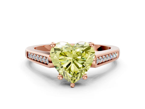 Rose gold Fancy Yellow Heart Cut Solitaire Cathedral Diamond Engagement Ring with Channel-Set Band and Four-Prong Setting_3