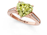 Rose gold Fancy Yellow Heart Cut Solitaire Cathedral Diamond Engagement Ring with Channel-Set Band and Four-Prong Setting_4