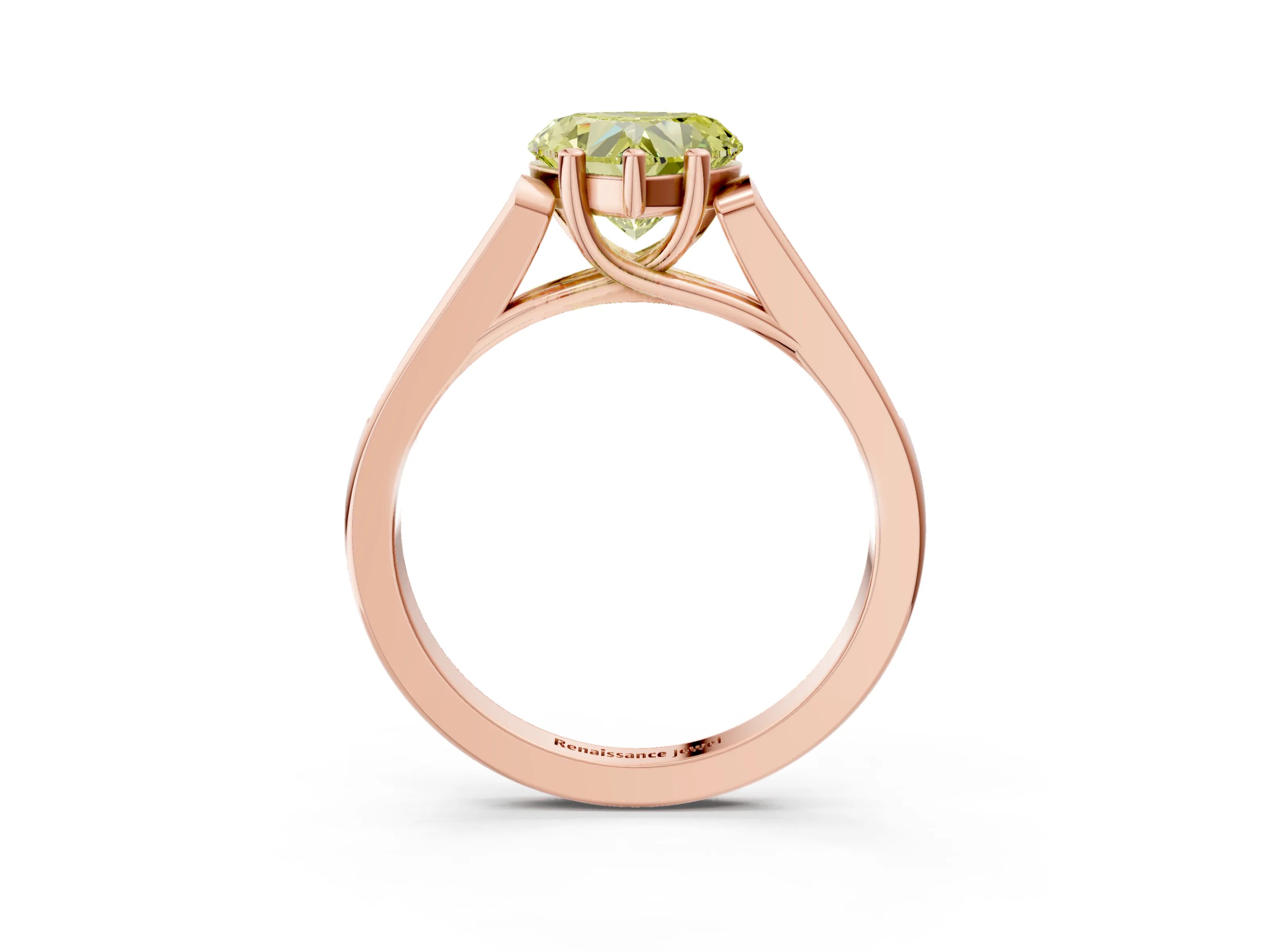 Rose gold Fancy Yellow Heart Cut Solitaire Cathedral Diamond Engagement Ring with Channel-Set Band and Four-Prong Setting_6
