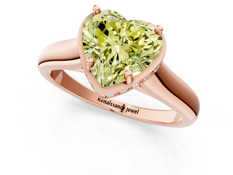 Rose gold Fancy Yellow Heart Cut Solitaire Diamond Engagement Ring with Four-Prong Setting and Tapered Band_1