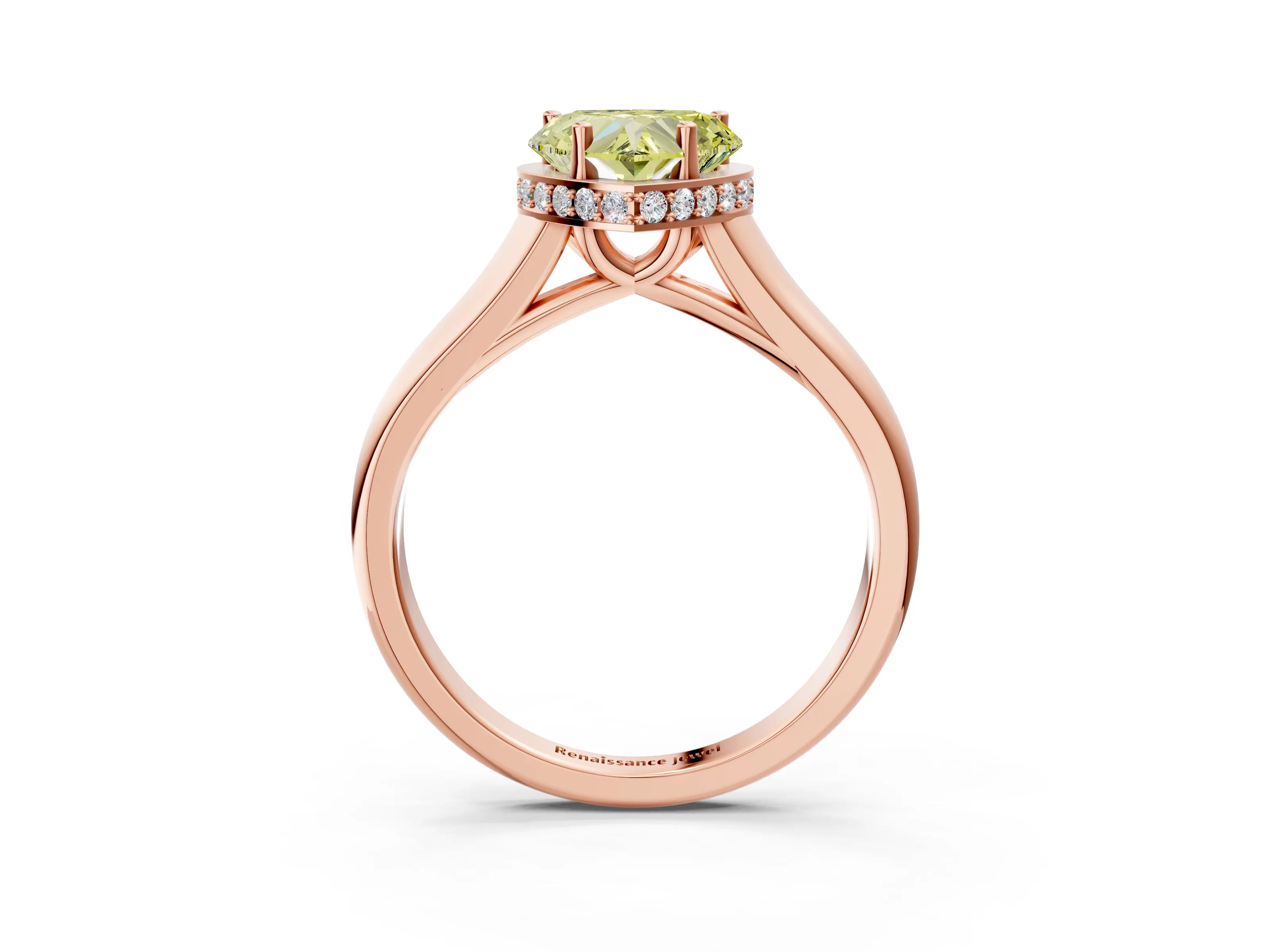 Rose gold Fancy Yellow Heart Cut Solitaire Diamond Engagement Ring with Four-Prong Setting and Tapered Band_3