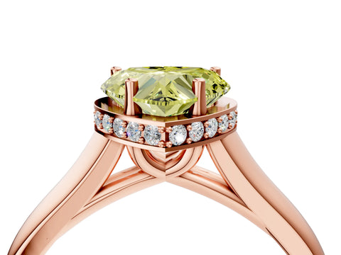 Rose gold Fancy Yellow Heart Cut Solitaire Diamond Engagement Ring with Four-Prong Setting and Tapered Band_4