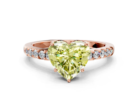 Rose gold Fancy Yellow Heart Cut Solitaire Diamond Engagement Ring with Pavé Band and Six-Prong Setting_12