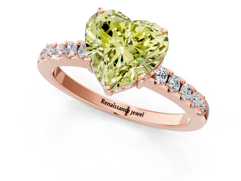 Rose gold Fancy Yellow Heart Cut Solitaire Diamond Engagement Ring with Pavé Band and Six-Prong Setting_13