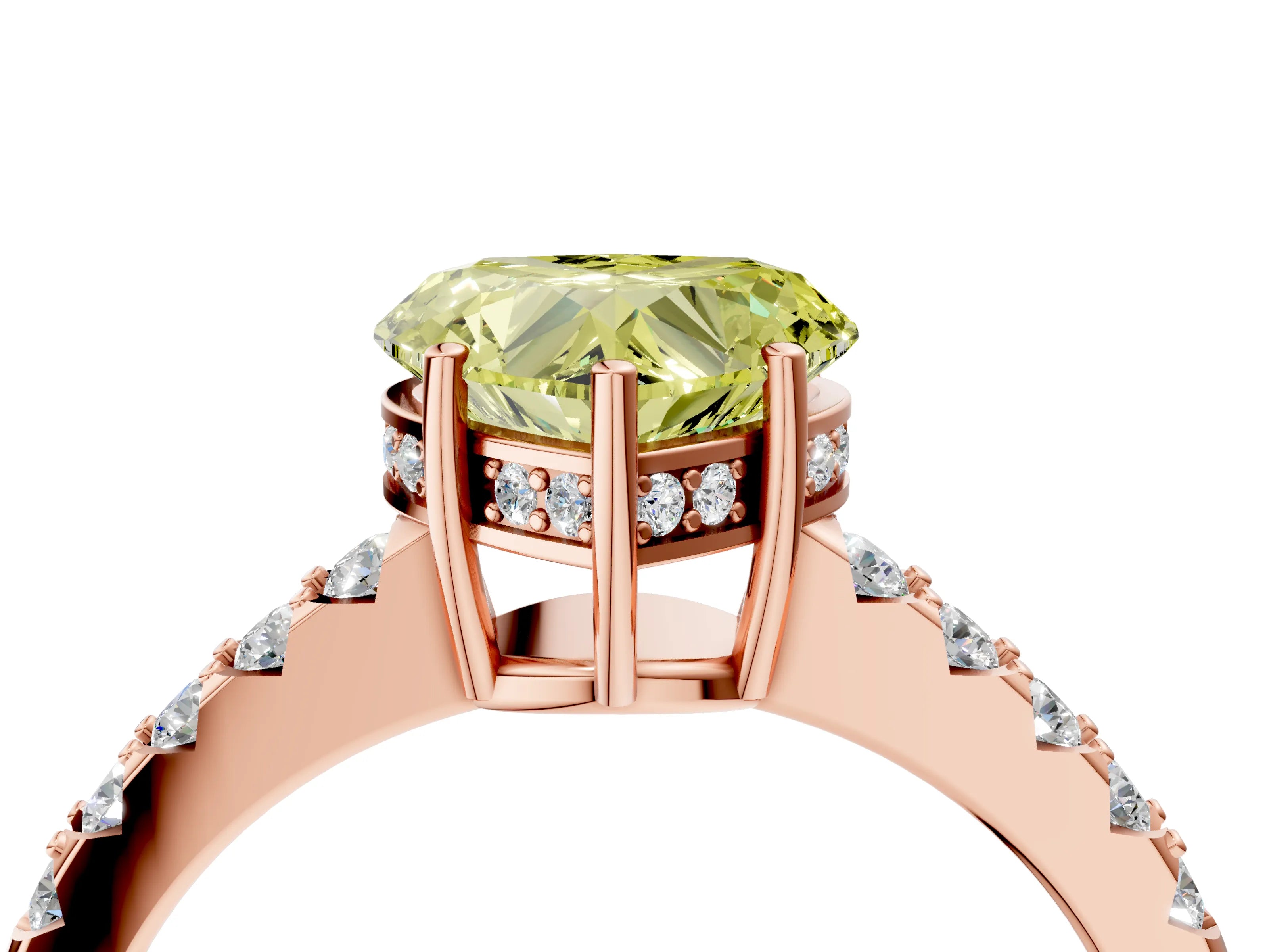 Rose gold Fancy Yellow Heart Cut Solitaire Diamond Engagement Ring with Pavé Band and Six-Prong Setting_16