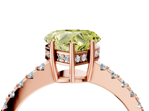 Rose gold Fancy Yellow Heart Cut Solitaire Diamond Engagement Ring with Pavé Band and Six-Prong Setting_16