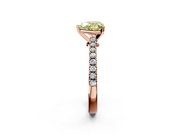 Rose gold Fancy Yellow Heart  Cut Solitaire Diamond Engagement Ring with Pave Band and Four-Prong Setting