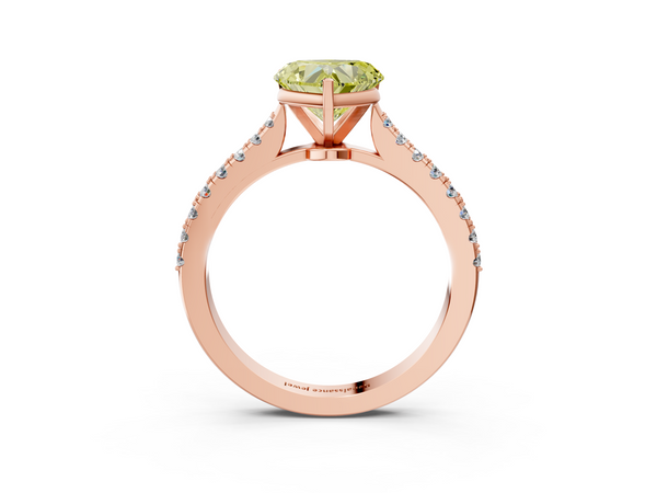 Rose gold Fancy Yellow Heart  Cut Solitaire Diamond Engagement Ring with Pave Band and Four-Prong Setting