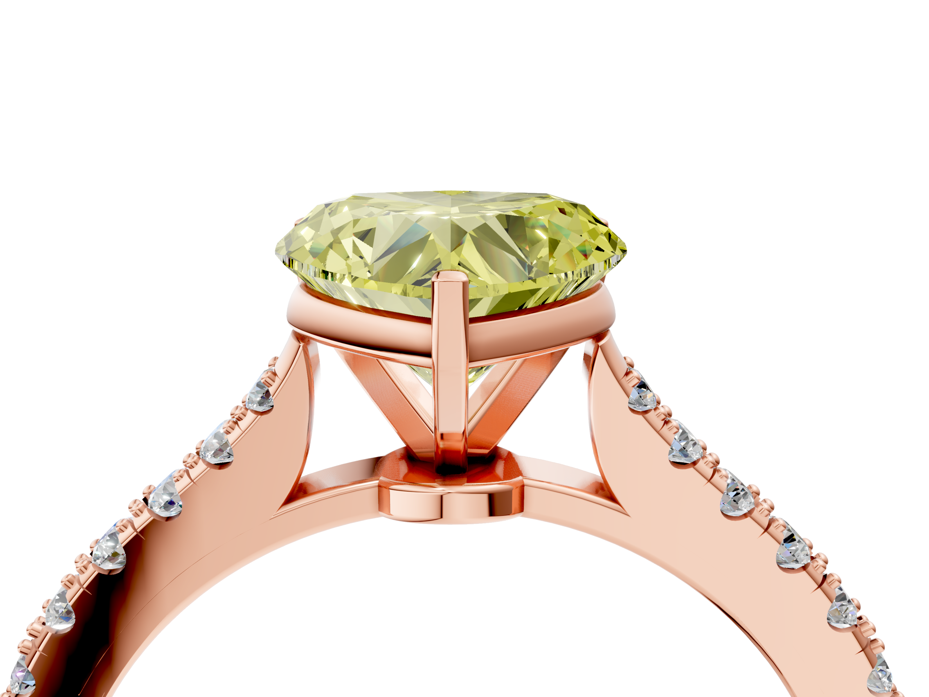 Rose gold Fancy Yellow Heart  Cut Solitaire Diamond Engagement Ring with Pave Band and Four-Prong Setting_168