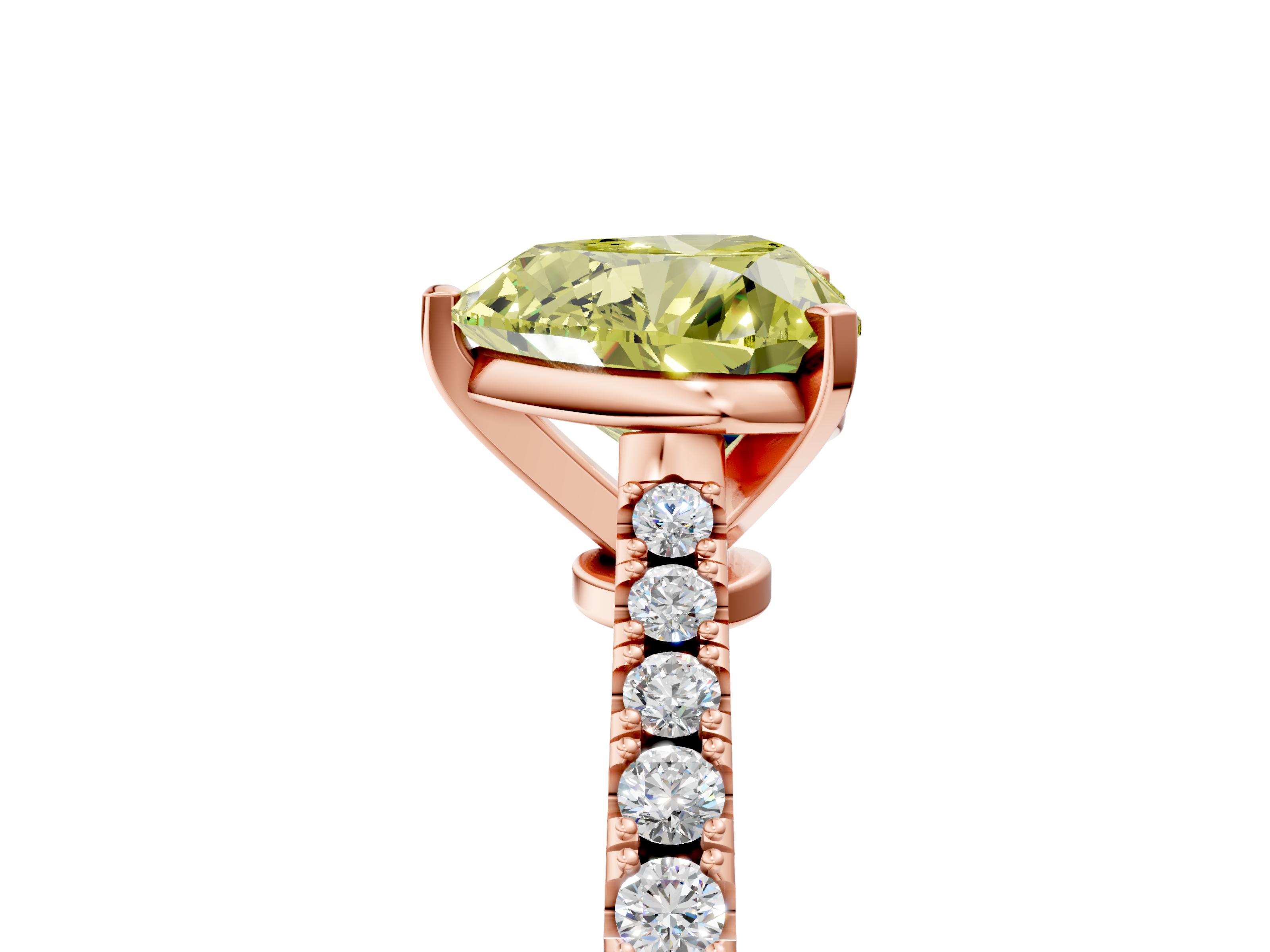 Rose gold Fancy Yellow Heart  Cut Solitaire Diamond Engagement Ring with Pave Band and Four-Prong Setting_169