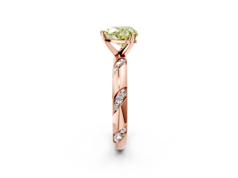Rose gold Fancy Yellow Heart Cut Solitaire Diamond Engagement Ring with Twisted Pave Band and Four-Prong Setting_5
