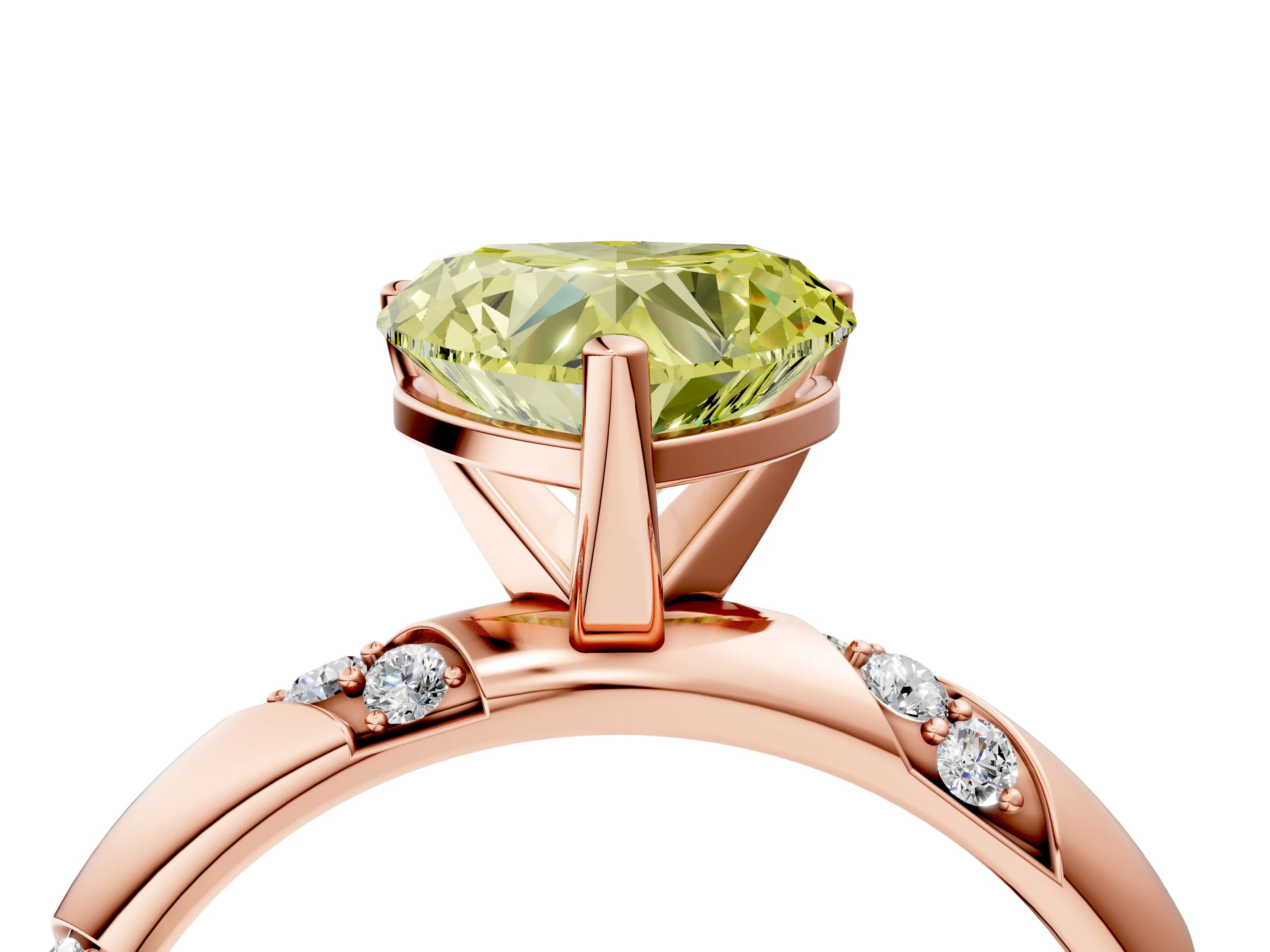 Rose gold Fancy Yellow Heart Cut Solitaire Diamond Engagement Ring with Twisted Pave Band and Four-Prong Setting_7