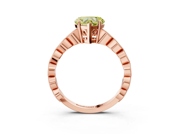 Rose gold Fancy Yellow Heart Cut Solitaire Diamond Ring with Infinity Twist Band and Four-Prong Setting