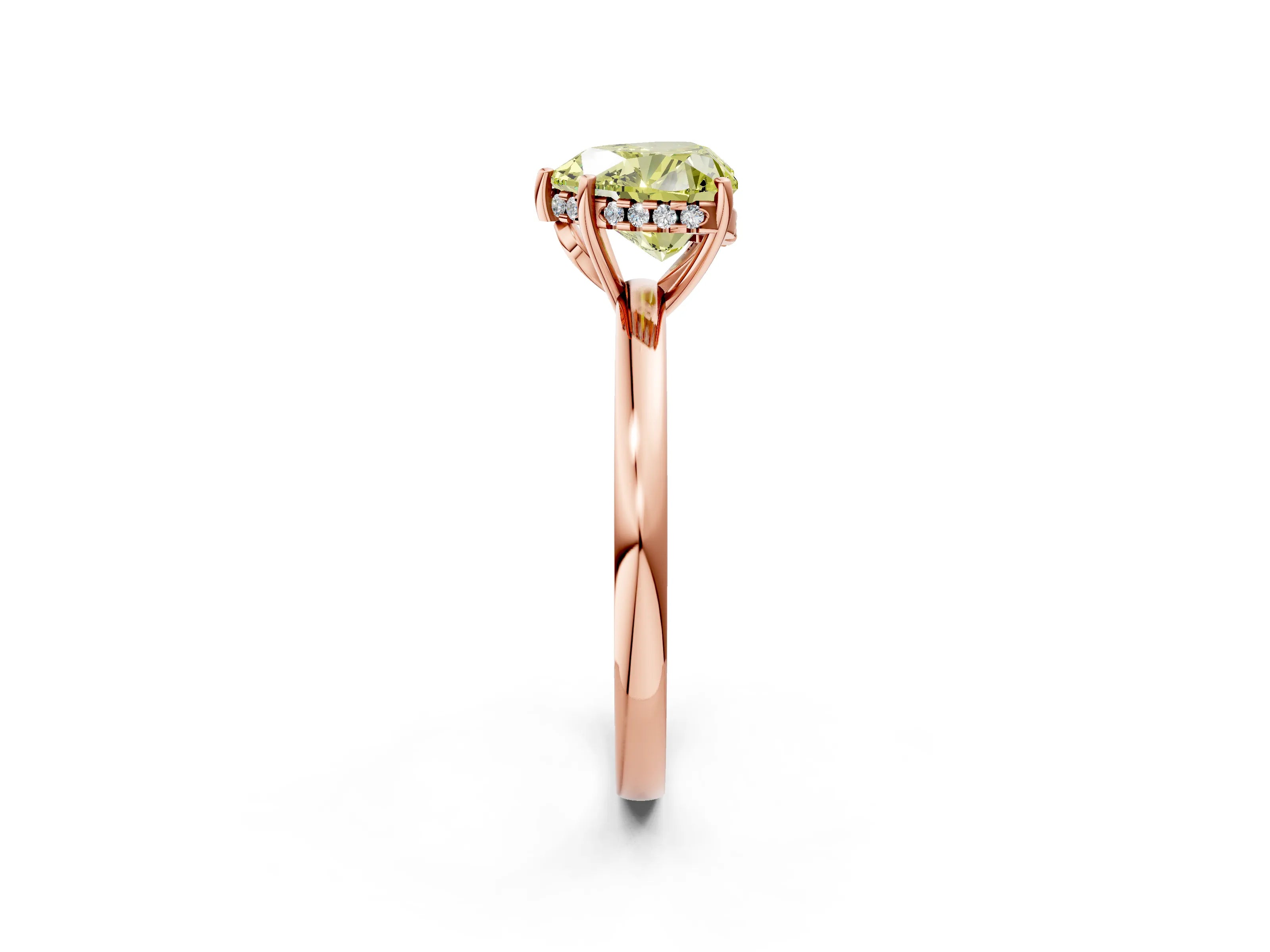 Rose gold Fancy Yellow Heart Cut Solitaire Diamond Ring with Prong Setting and Plain Band_2