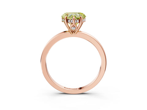 Rose gold Fancy Yellow Heart Cut Solitaire Diamond Ring with Prong Setting and Plain Band_3