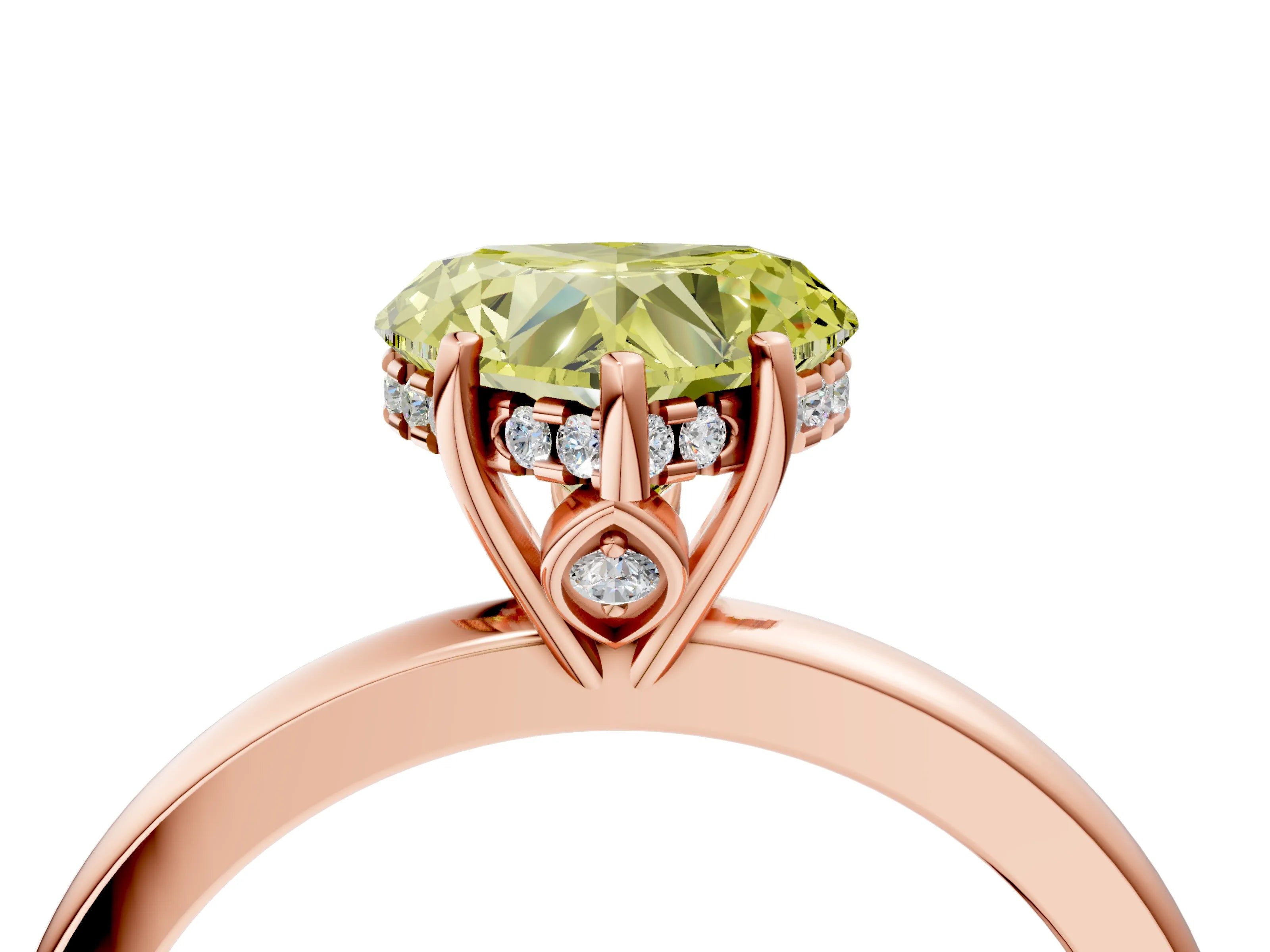 Rose gold Fancy Yellow Heart Cut Solitaire Diamond Ring with Prong Setting and Plain Band_4