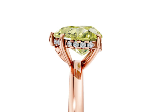 Rose gold Fancy Yellow Heart Cut Solitaire Diamond Ring with Prong Setting and Plain Band_5