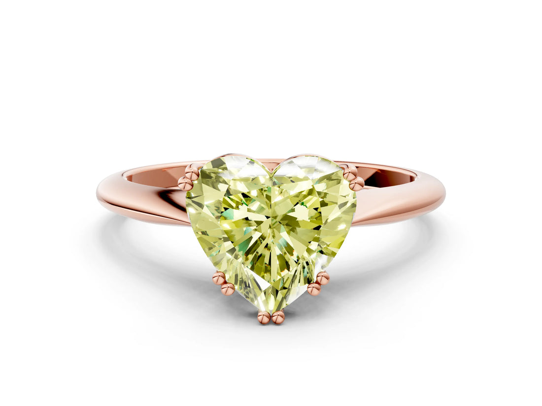 Rose gold Fancy Yellow Heart Cut Solitaire Diamond Ring with Six-Prong Setting and Classic Band_12