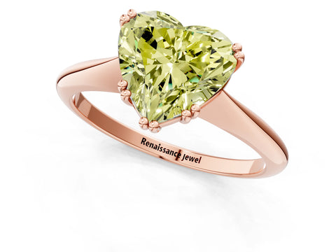 Rose gold Fancy Yellow Heart Cut Solitaire Diamond Ring with Six-Prong Setting and Classic Band_1