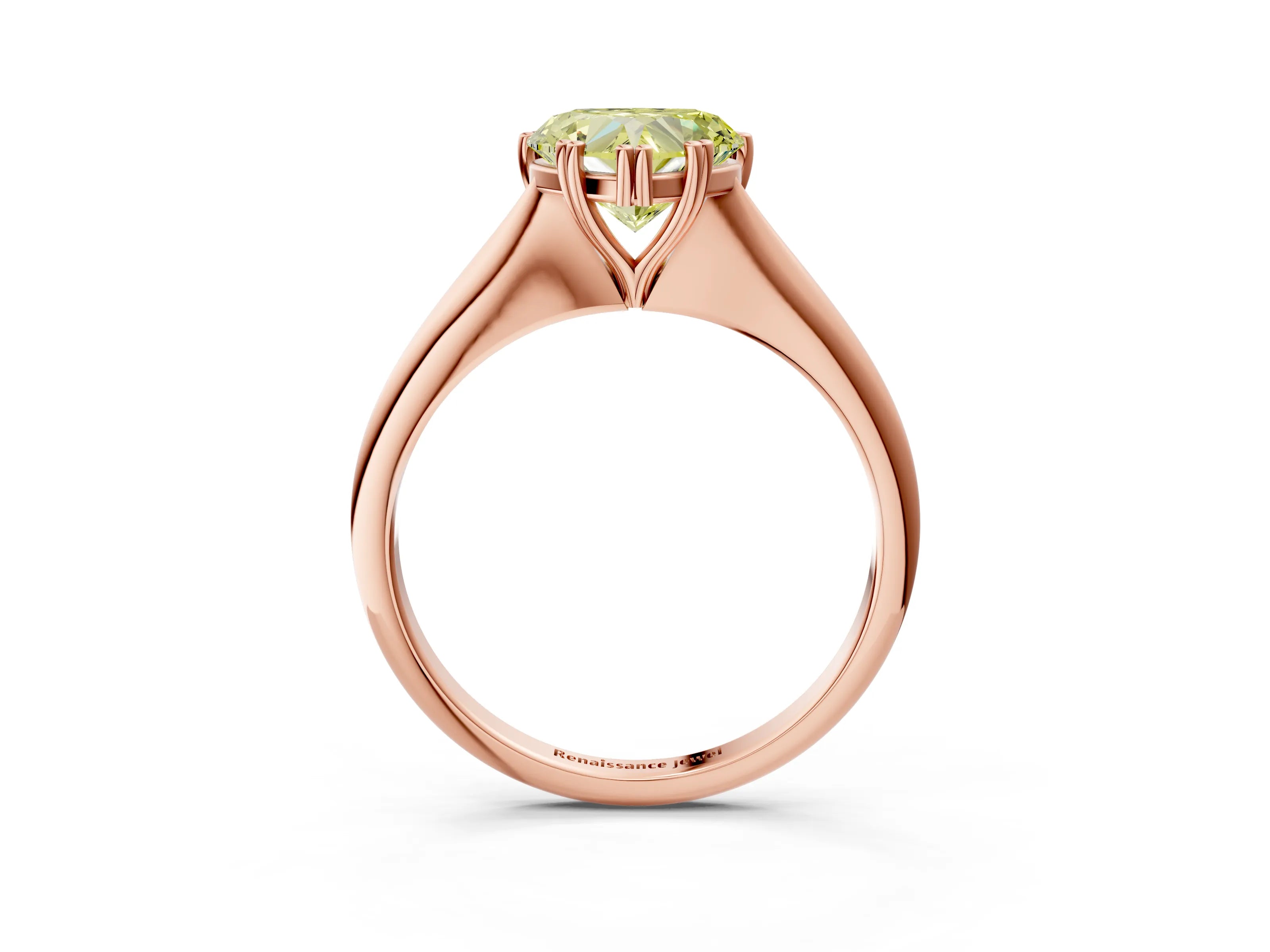 Rose gold Fancy Yellow Heart Cut Solitaire Diamond Ring with Six-Prong Setting and Classic Band_3