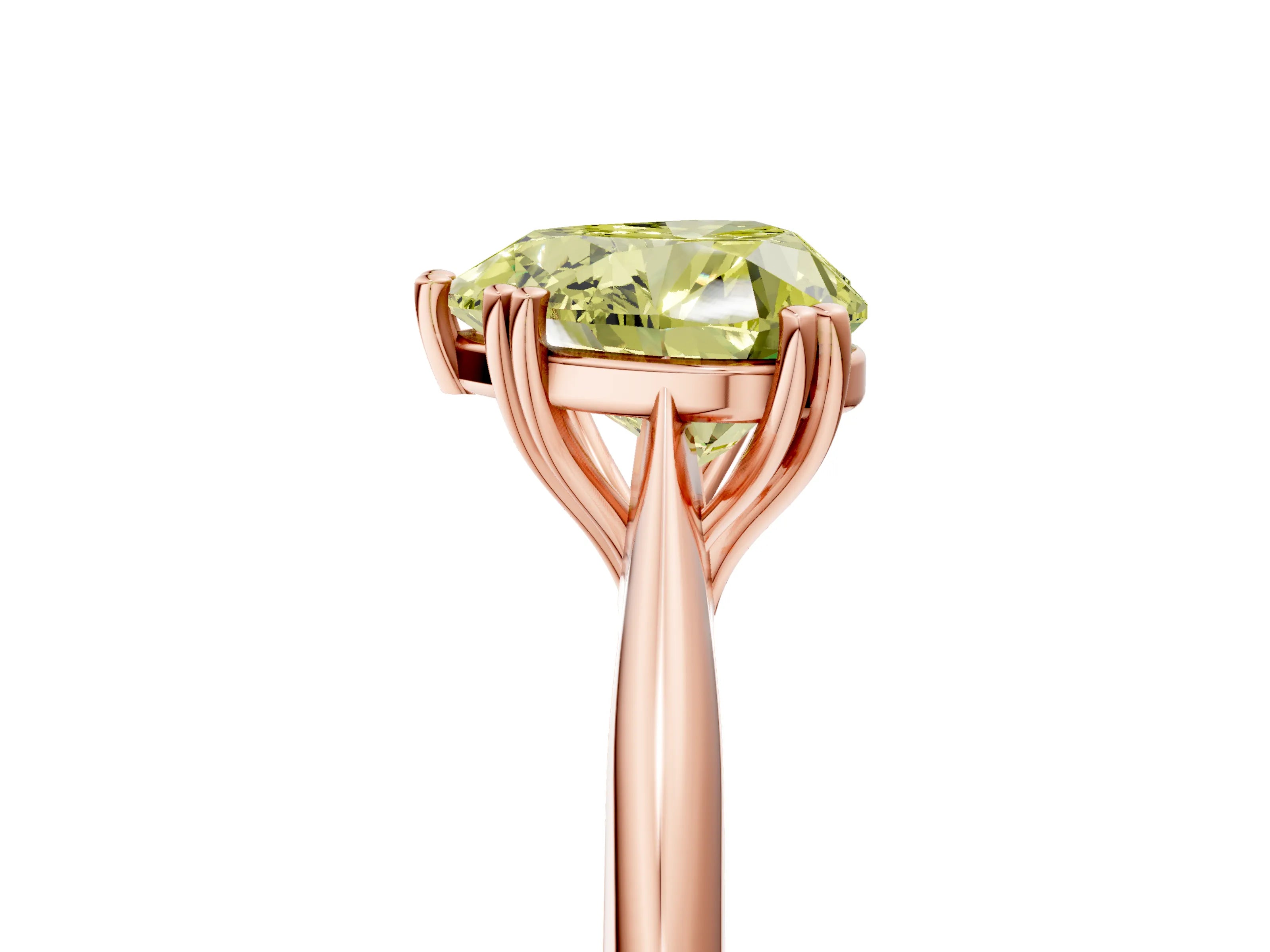 Rose gold Fancy Yellow Heart Cut Solitaire Diamond Ring with Six-Prong Setting and Classic Band_5