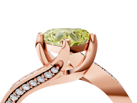 Rose gold Fancy Yellow Heart Cut Solitaire Diamond Twist Band with Pavé Setting and Four-Prong Setting_4