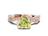 Rose gold Fancy Yellow Heart  Cut Solitaire Diamond Twisted Band with Pave Setting_42